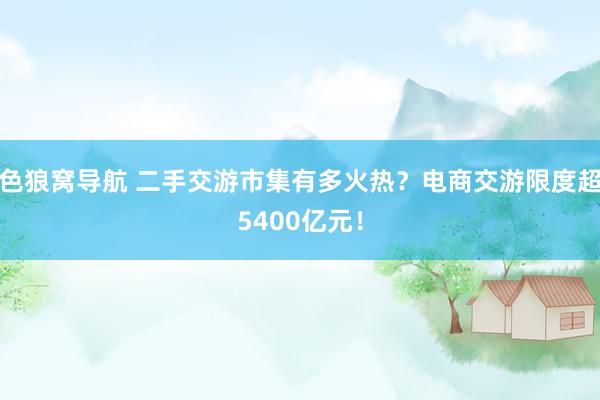色狼窝导航 二手交游市集有多火热？电商交游限度超5400亿元！