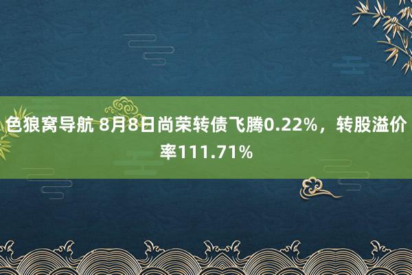 色狼窝导航 8月8日尚荣转债飞腾0.22%，转股溢价率111.71%