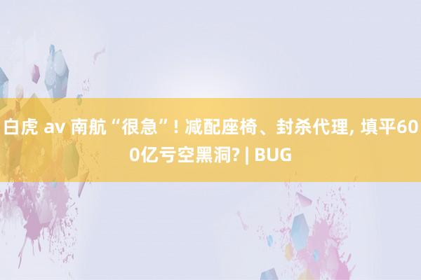 白虎 av 南航“很急”! 减配座椅、封杀代理， 填平600亿亏空黑洞? | BUG