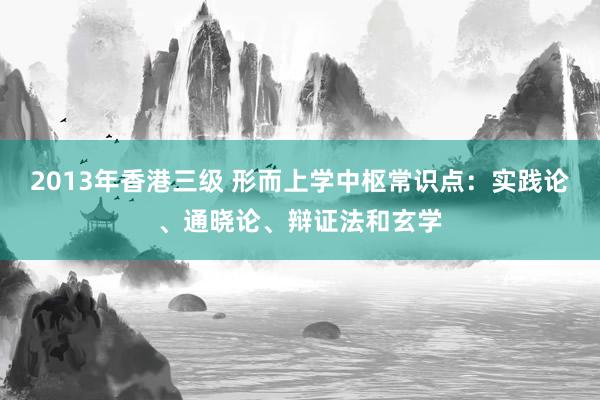 2013年香港三级 形而上学中枢常识点：实践论、通晓论、辩证法和玄学