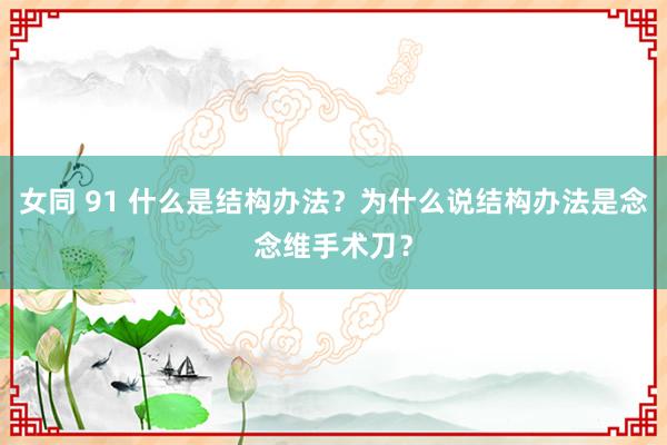 女同 91 什么是结构办法？为什么说结构办法是念念维手术刀？