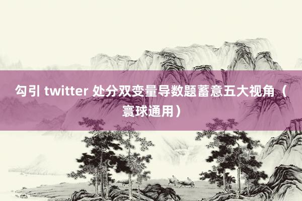 勾引 twitter 处分双变量导数题蓄意五大视角（寰球通用）