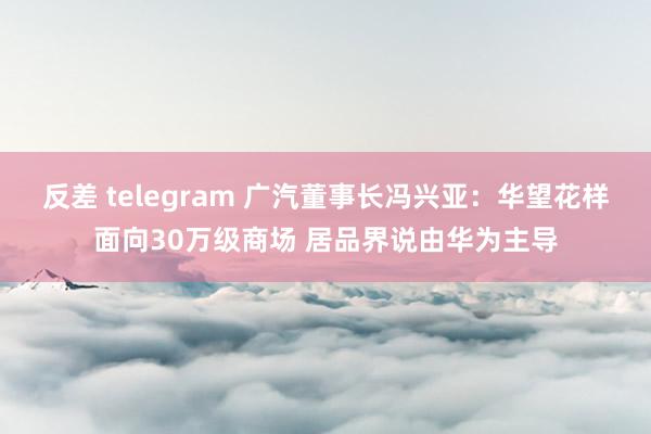 反差 telegram 广汽董事长冯兴亚：华望花样面向30万级商场 居品界说由华为主导