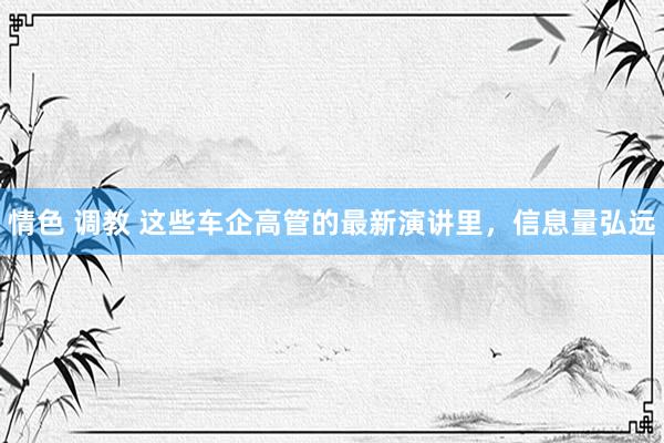 情色 调教 这些车企高管的最新演讲里，信息量弘远